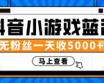 赚钱计划：抖音小游戏蓝海项目，无粉丝一天收入5000+-比钱轻创