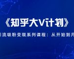 《知乎大V计划》快速引流吸粉变现系列课程：从0开始到月入万元-比钱轻创