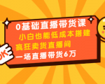 0基础直播带货课：小白也能低成本搭建疯狂卖货直播间：1场直播带货6万-比钱轻创
