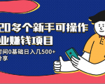 20多个新手可操作的副业赚钱项目：业余时间0基础日入几500+实操分享-比钱轻创