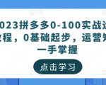 2023拼多多0-100实战运营教程,0基础起步,运营知识一手掌握-比钱轻创
