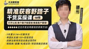 杨光·精准获客野路子,黑科技快速获取精准客户,这也许是全网最低的获客方法了-比钱轻创