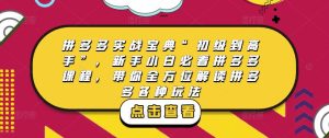 拼多多实战宝典“初级到高手”，新手小白必看拼多多课程，带你全方位解读拼多多各种玩法-比钱轻创