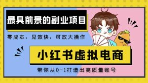小红书蓝海大市场虚拟电商项目,手把手带你打造出日赚2000+高质量红薯账号-比钱轻创
