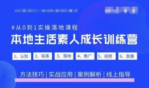 抖音本地生活素人成长训练营,从0到1实操落地课程,方法技巧|实战应用|案例解析-比钱轻创