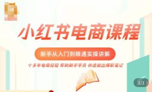 小红书电商新手入门到精通实操课,从入门到精通做爆款笔记,开店运营-比钱轻创