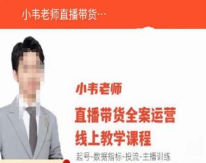 小韦老师直播带货运营线上教学,起号-数据指标-投流-主播训练-比钱轻创
