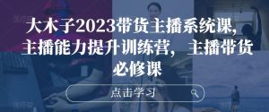 大木子2023带货主播系统课,主播能力提升训练营,主播带货必修课-比钱轻创