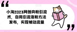 ​小淘2023网创类粉引流术，自用引流涨粉方法发布，实现被动流量-比钱轻创