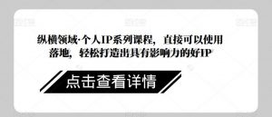 纵横领域·个人IP系列课程,直接可以使用落地,轻松打造出具有影响力的好IP-比钱轻创