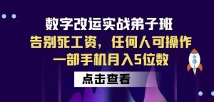 数字改运实战弟子班：告别死工资，任何人可操作，一部手机月入5位数-比钱轻创