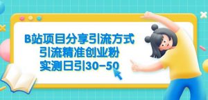 B站项目分享引流方式，引流精准创业粉，实测日引30-50【揭秘】-比钱轻创