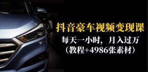 抖音豪车视频变现分享课：每天一小时，月入过万（教程+4986张素材）-比钱轻创