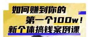 群响新个体钱搞案例库,可直以接抄作业的新体个搞钱案例库,如何赚到你的第一个100w-比钱轻创