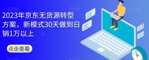 2023年京东无货源转型方案，新模式30天做到日销1万以上-比钱轻创