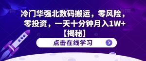 冷门华强北数码搬运,零风险,零投资,一天十分钟月入1W+【揭秘】-比钱轻创