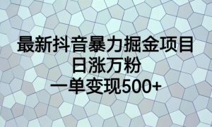 最新抖音暴力掘金项目，日涨万粉，一单变现500+【揭秘】-比钱轻创