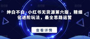 绅白不白·小红书无货源第六版,精细化进阶玩法,最全思路运营-比钱轻创