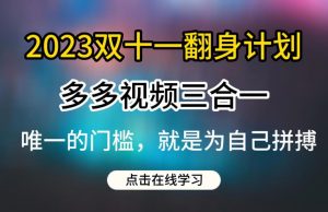 2023双十一翻身计划，多多视频带货三合一玩法教程【揭秘】-比钱轻创