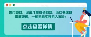 冷门项目，记录儿童成长档案，小红书虚拟资源变现，一部手机实现日入300+【揭秘】-比钱轻创