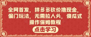 全网首发，拼多多砍价撸现金，偏门玩法，无需拉人头，傻瓜式操作保姆教程【揭秘】-比钱轻创