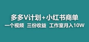 【蓝海项目】多多v计划+小红书商单一个视频三份收益工作室月入10w-比钱轻创