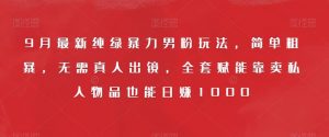 9月最新纯绿暴力男粉玩法,简单粗暴,无需真人出镜,全套赋能靠卖私人物品也能日赚1000-比钱轻创