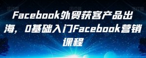 Facebook外贸获客产品出海，0基础入门Facebook营销课程-比钱轻创