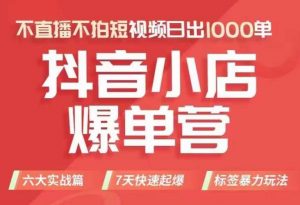 抖店商品卡运营班(8月份),从0-1学习抖音小店全部操作方法,不直播不拍短视频日出1000单-比钱轻创