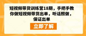 短视频带货训练营18期，手把手教你做短视频带货出单，听话照做，保证出单-比钱轻创