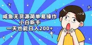 咸鱼无货源简单易操作小白新手一天也能日入200+【揭秘】-比钱轻创
