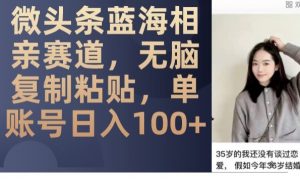 微头条蓝海相亲赛道，无脑复制粘贴，单账号日入100+-比钱轻创