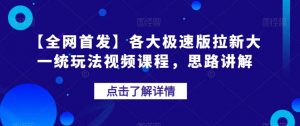 【全网首发】各大极速版拉新大一统玩法视频课程，思路讲解【揭秘】-比钱轻创