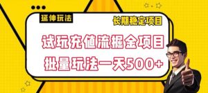 试玩充值流掘金项目，批量矩阵玩法一天500+【揭秘】-比钱轻创