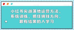小红书实战落地运营方法，系统训练，抓住搞钱方向，跟有结果的人学习-比钱轻创
