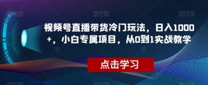 视频号直播带货冷门玩法，日入1000+，小白专属项目，从0到1实战教学【揭秘】-比钱轻创