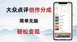 大众点评新玩法!零成本!新手也能每日轻松入袋300+!【揭秘】-比钱轻创