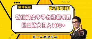 微信阅读多平台挂机项目批量放大日入100+【揭秘】-比钱轻创