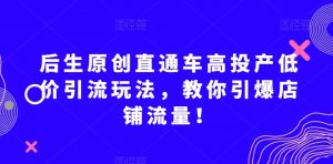 后生原创直通车高投产低价引流玩法，教你引爆店铺流量！-比钱轻创