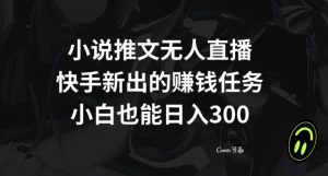 小说推文无人直播，快手新出的赚钱任务，小白也能日入300+【揭秘】-比钱轻创