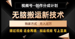 视频号无脑搬运新技术，破原创壕流量，独家方式，爆过视频，还会再爆【揭秘】-比钱轻创
