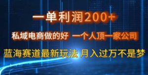 一单利润200私域电商做的好，一个人顶一家公司蓝海赛道最新玩法【揭秘】-比钱轻创