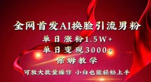 全网首发Ai换脸引流男粉，单日涨粉1.5w+，单日变现3000+，小白也能轻松上手拿结果【揭秘】-比钱轻创