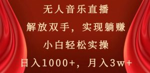 无人音乐直播，解放双手，实现躺赚，小白轻松实操，日入1000+，月入3w+【揭秘】-比钱轻创