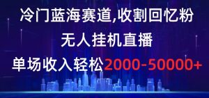 冷门蓝海赛道，收割回忆粉，无人挂机直播，单场收入轻松2000-5w+【揭秘】-比钱轻创