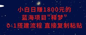 小白能日赚1800元的蓝海项目”释梦”0-1搭建流程可直接复制粘贴长期做【揭秘】-比钱轻创