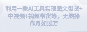 利用一款AI工具实现图文带货+中视频+视频带货等，无脑操作月如过万【揭秘】-比钱轻创