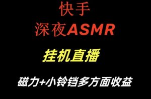 快手深夜ASMR挂机直播，磁力+小铃铛收益（附带工具和5G素材）【揭秘】-比钱轻创