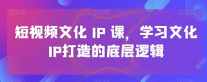 短视频文化IP课，学习文化IP打造的底层逻辑-比钱轻创