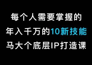 马大个的IP底层逻辑课,每个人需要掌握的年入千万的10新技能,约会底层IP打造方法!-比钱轻创